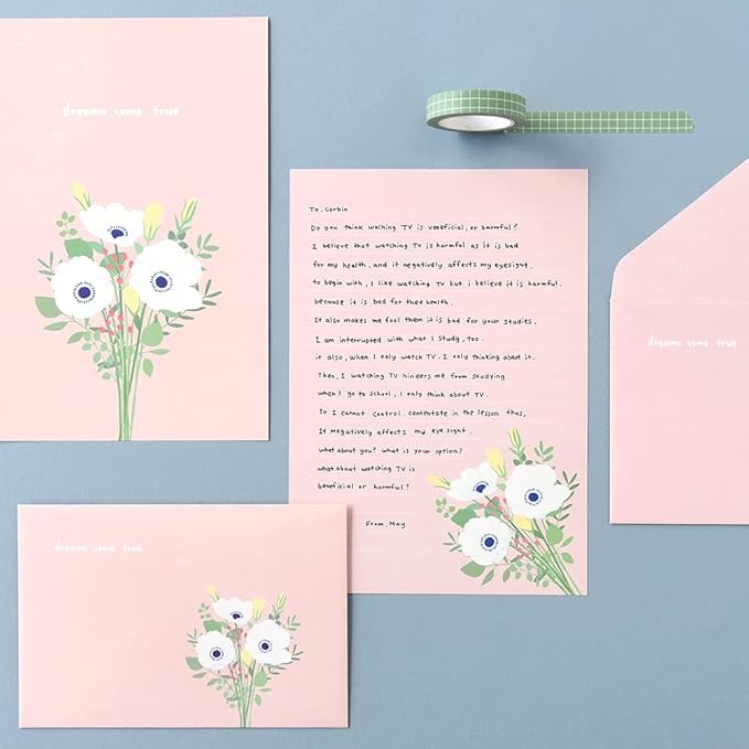 Monolike Flower for you ver.2 Letter Paper and Envelopes Set - 8Type, 32 Letter Paper + 16 Envelopes