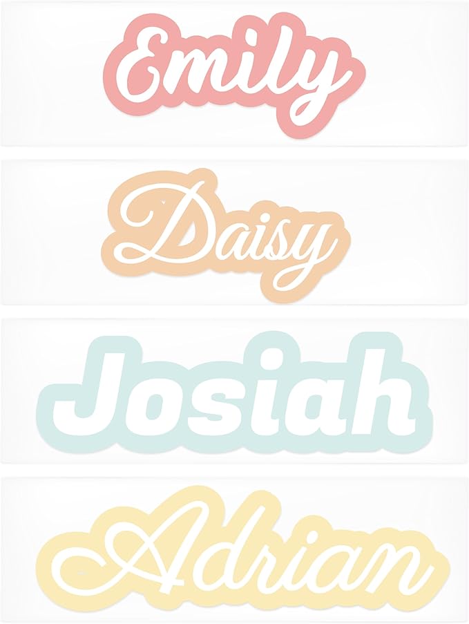 Custom Waterproof Name Stickers for Water Bottles, Personalized Daycare Name Tags, Name Labels for Cups, Food Containers, Lunch Boxes, Laptop and School Supplies (Text- Stroke)