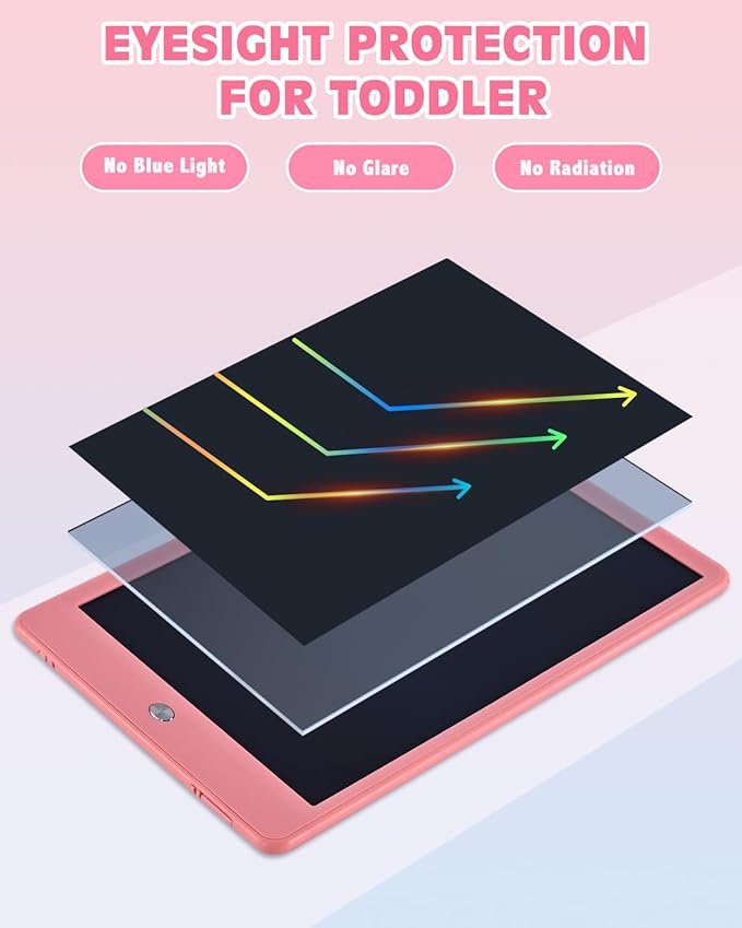 PINKCAT LCD Writing Tablet, Doodle Board Toys Gifts for 3-8 Year Old Girls Boys, 10 Inch Mess Free Coloring Books, Drawing Pad for Kids, Gifts for Toddler Christmas Stocking Stuffers Travel, Baby Pink