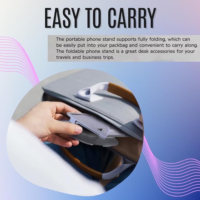 Adjustable 360° Rotating Cell Phone Stand – Foldable Desktop Holder Dock, Case Friendly, Works with All Phones (Purple)
