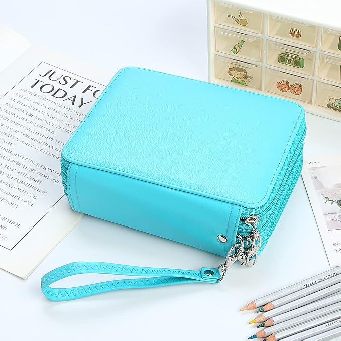 72 Slots Pencil Case Organizer w/Removal Handle Strap | 3-Layer Zipped Pencils Box Large for Colored Pencils Watercolor Pencils for Office and Travel for Artist