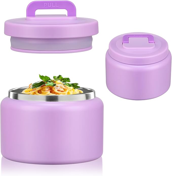 JXXM 8 Oz Thermo Food Jar for Hot & Cold Food for Kids, Insulated Lunch Containers Hot Food Jar,Leak-Proof Vacuum Stainless Steel Wide Mouth Lunch Soup Thermo for School (Purple)