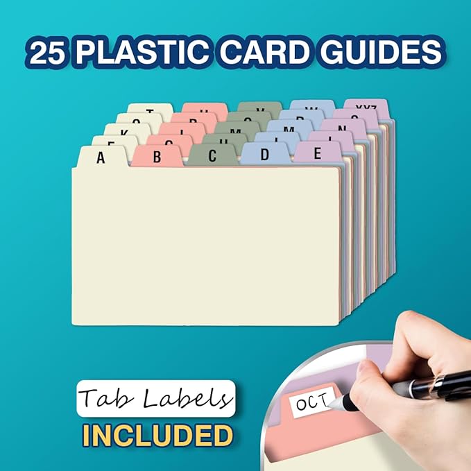 H4D 3x5 Index Card Holder with 100 Heavyweight Ruled Index Cards and 25 Plastic Dividers, Light Purple