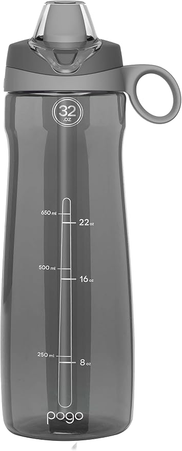Pogo Plastic Water Bottle with Chug Lid and Carry Handle, Reusable, BPA Free, Dishwasher Safe, Perfect for Travel, School, Outdoors, and Gym, 18oz 32oz 40oz 64oz