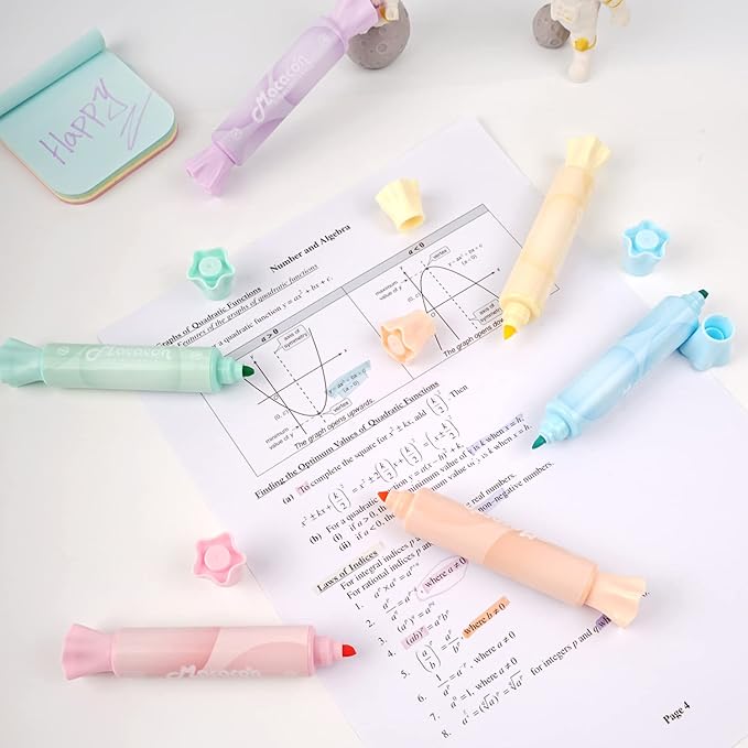 chosch 18 Pack 6 Colors Candy Shape Highlighter Daylight Fluorescent ink Highlighter for Students