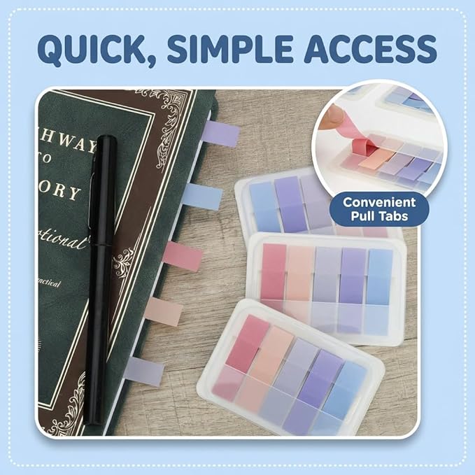 Mr. Pen- Transparent Sticky Notes Tabs, 600 pcs, Transparent Pop Up Writable Colored Book Index Tab, File Flags, Self Adhesive Divider Sticker for Notebook, Office, School, Teacher, Planner, Memo