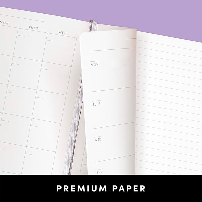 PAPERAGE Undated Weekly & Monthly Hardcover Planner (Black), 5.6 in x 8 in, Includes Lined Note Pages & 2 Sticker Sheets