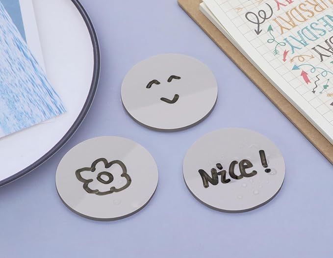 ONLYKXY 3 Pack Round Transparent Sticky Notes 1.77inch Waterproof Self-Stick Book Tabs 150 Sheets PET Markers Sticky Notes Pad (Gray)