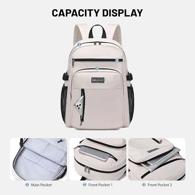 Lohol Lightweight Backpack for Teen Girls, Durable Galaxy Bookbag with 7 Pockets for School Travel (Blue Purple)