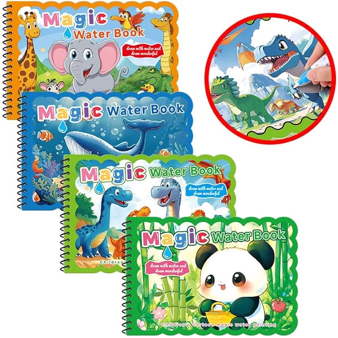 Baiyigs Water Coloring Book for Toddlers 3-5, Water Painting Drawing Book for Educational Learning Kits Gifts, Best Birthday Gifts