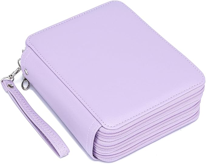 YOUNGCOL Colored Pencil Case 72 Slots PU Pencil Holder with Zipper Color Pencil Organizer Storage for Artist,Purple