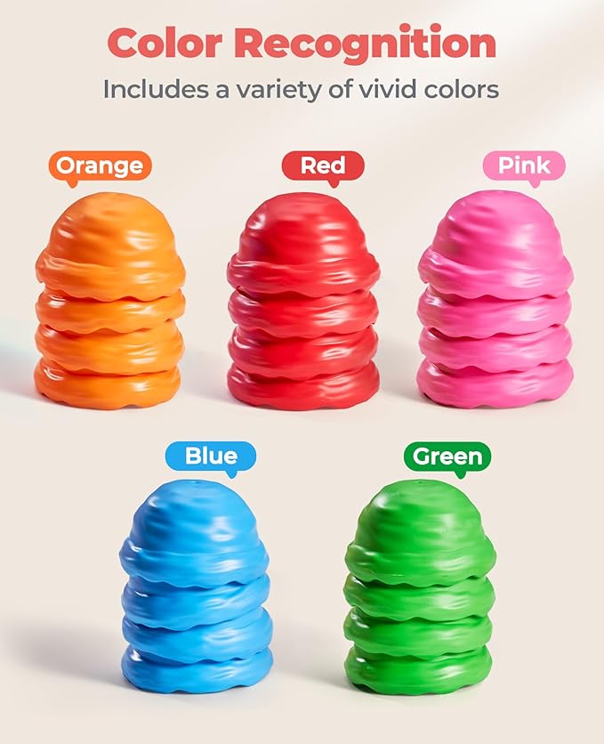 JoyCat Ice Cream Preschool Learning Activities Counting and Color Sorting Set Stacking Toys for Kids 1-5, Educational Fine Motor Skills Toys, 30PCS Math Manipulatives