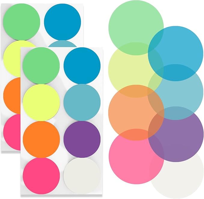800 Sheets Transparent Sticky Notes Small Round Clear Sticky Notes Bright Neon Sticky Tabs for Planner Accessories Book Journaling School Study Supplies