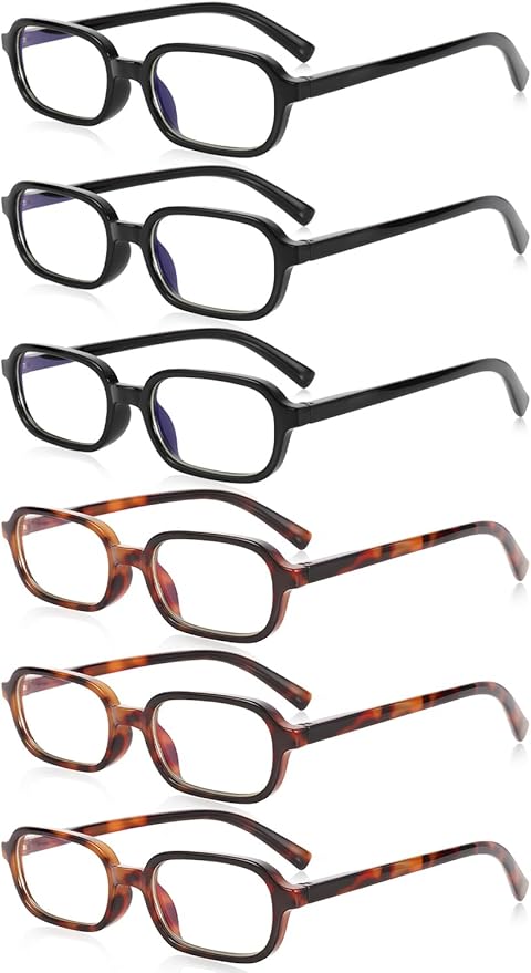 6 Pack Blue Light Blocking Reading Glasses for Women & Men, 97.69% Blue Light Filter Anti Eye Strain HD Clear Lens