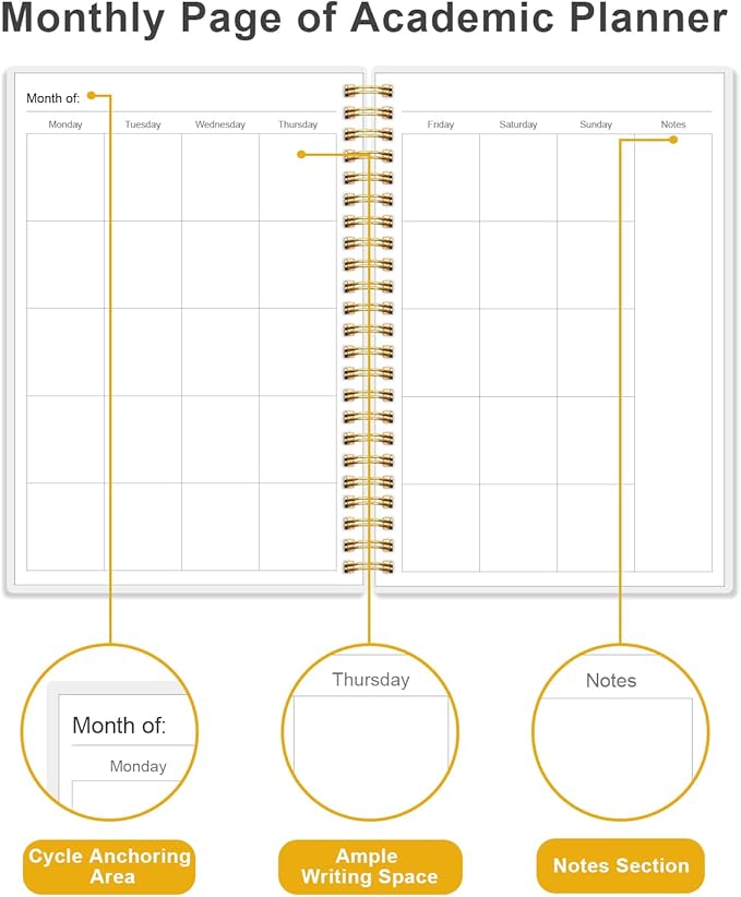 Academic Planner for 2026-2027 or Anytime - Undated Weekly Student Planner For Homeschool, High School, College & Nursing Students, 200 Pages, 5.8" x 8.5", Black