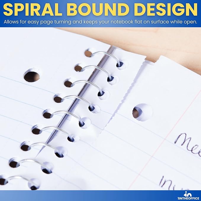 1InTheOffice Spiral Notebook Wide Ruled 8 x 11, 1-Subject College Ruled Notebooks, Wirebound Spiral Notebooks, Assorted Colors, 70 Sheets, (8 Pack)