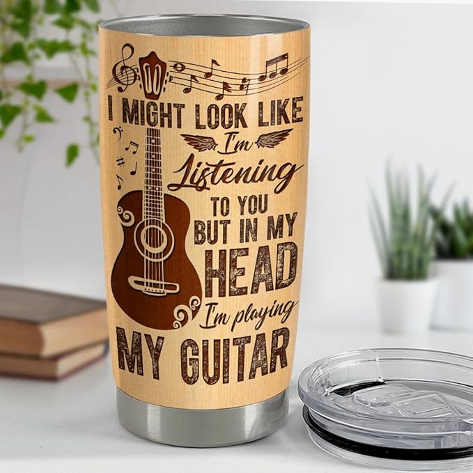 SANDJEST Guitar Tumbler Cup 20oz Guitarist Stainless Steel Insulated Tumblers Guitars Coffee Travel Mug Gift for Musician Players Guitar Lovers Gifts for Birthday Christmas