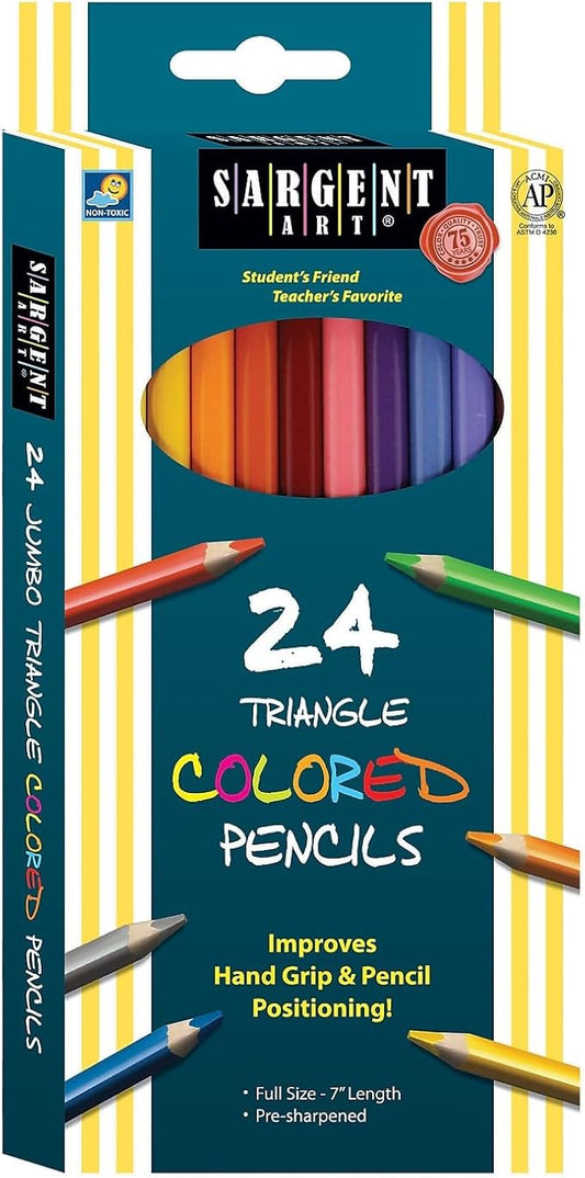 Sargent Art 22-7207 Triangle Colored Pencils, 24 Count