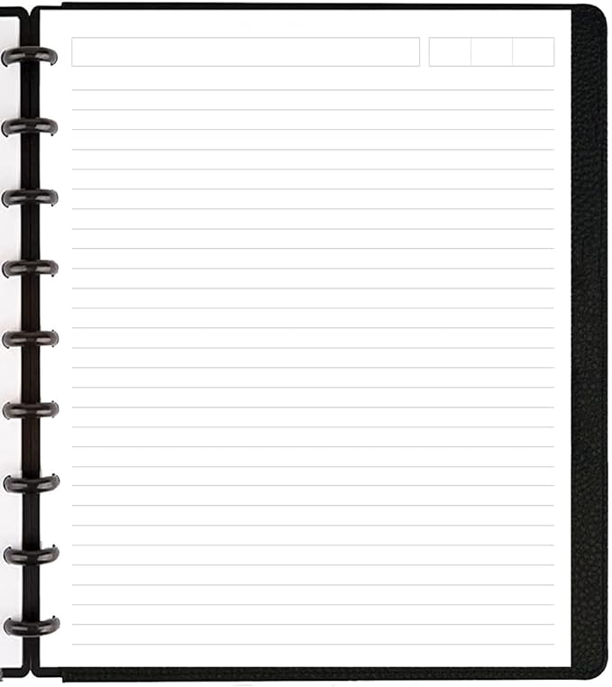 9 Disc Lined Refills for Happy Planner, Classic Size Discbound Lined Refill Paper, Loose-leaf Discbound Inserts, 100Sheets / 200Pages, 100gsm Paper, 7x9.25 Inch
