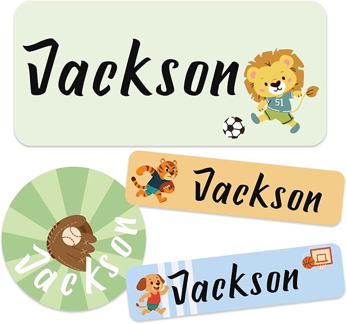Daycare Name Labels for Kids, 360pcs Waterproof & Removable Name Stickers for Water Bottles, Lunch Boxes and School Daycare Name Tag (Sport)