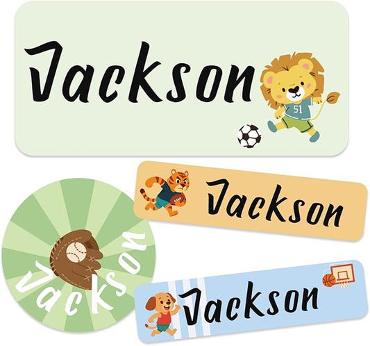 Daycare Name Labels for Kids, 360pcs Waterproof & Removable Name Stickers for Water Bottles, Lunch Boxes and School Daycare Name Tag (Sport)