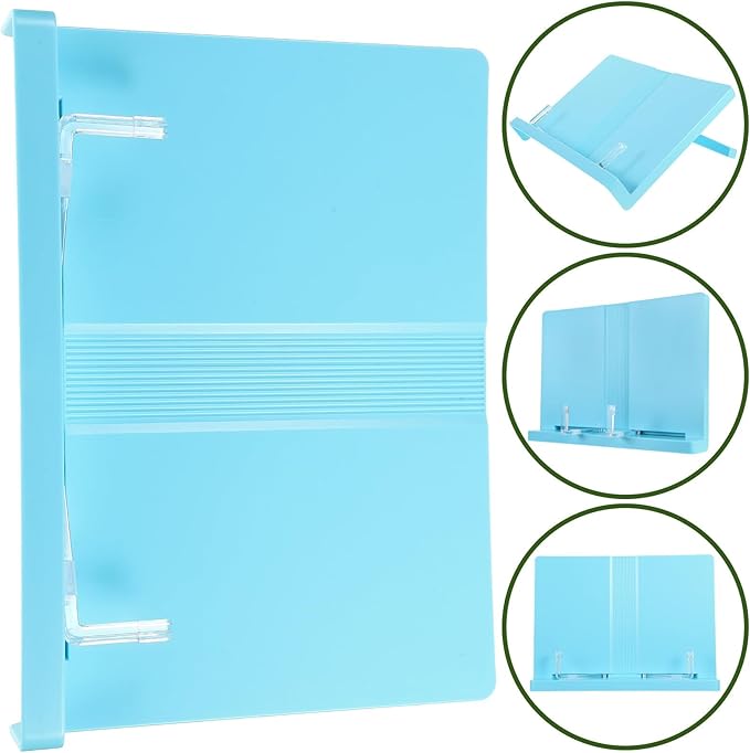 BESTonZON ’S Adjustable Book Stand for Reading, Foldable Retractable Blue Desktop Book Holder, Myopia Prevention Rack for Home Study and Laptop Support