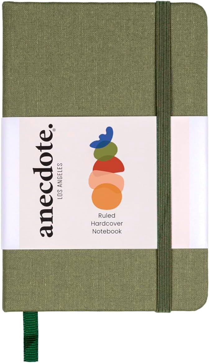 ANECDOTE. Small Journal Notebook for Men & Women, 192 Pages | Thick 80 GSM Lined Paper| Hardcover (5.5"x3.5" Pocket Size) | Daily Journaling Diary for Work, Travel, School & Office Use (Olive Green)
