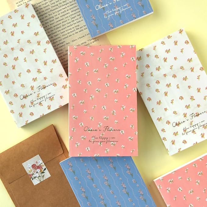 Monolike Olivia's Flowers Paperback Line Notebook - 03. Pink_Design note, Mini note, Simple note, Notebook, 192 Pages, 4.13x6.69