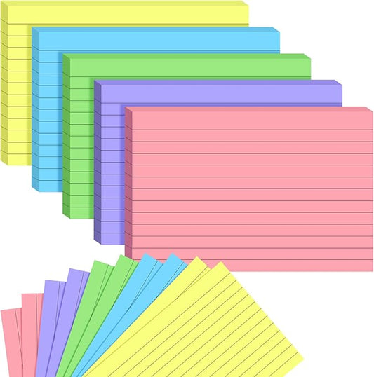 BIGNC Colored Index Cards 4x6, 190 Pack Ruled Index Cards, Flash Cards for Studying, Heavy Note Cards for Office, Home and School, Double Side Lined Colorful