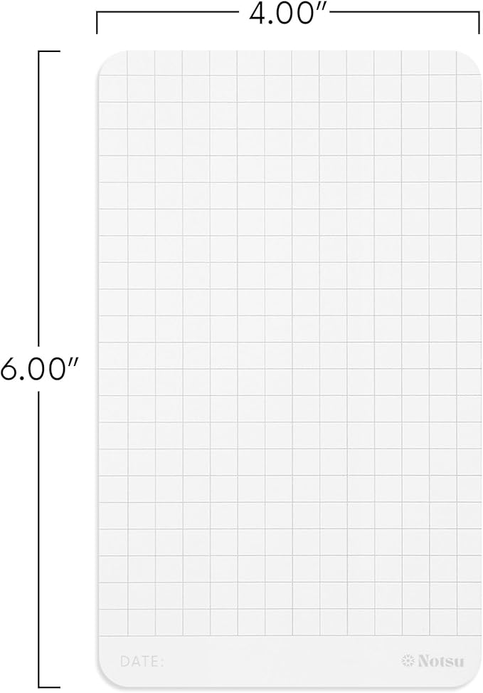 Notsu Graph Grid Index Cards 4x6 inch, 40 ct | Thick Graphing Note Cards w/Rounded Corners | Premium Heavy Duty Paper 350 gsm