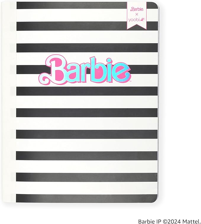 Yoobi Barbie X College Ruled Composition Notebook Set – 3-Pack of Kids 1 Subject Notebooks, Allover Print Designs – 100 Sheets Each, For School, Office & Home – 9.75” x 7.5”