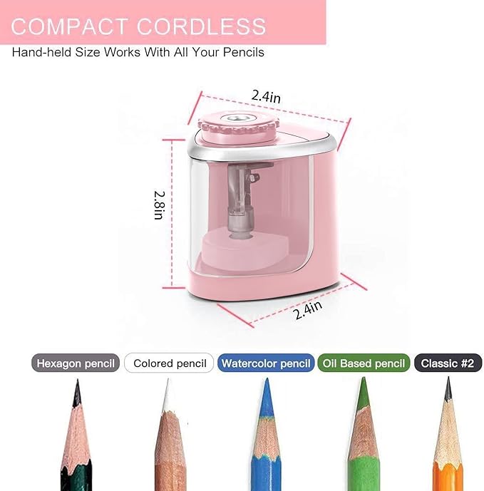 Aogwat Pencil Sharpener Electric Pencil Sharpener for Kids, Blade to Fast Sharpen, Suitable for No.2/School/Classroom/Office/Home (Pink)