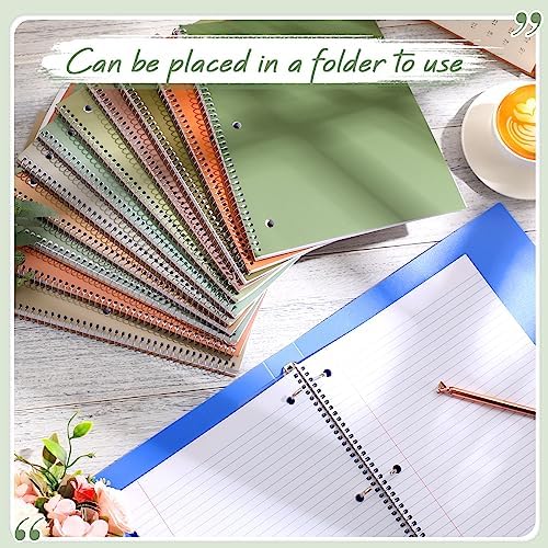 Teling 12 Pcs 1 Subject Spiral Notebook for Work College Ruled 8 x 10 1/2 Inch Spiral Journal Notebook 3 Hole Punched Paper Tear Line 70 Sheets Office School Study Supplies (Pastel Color)