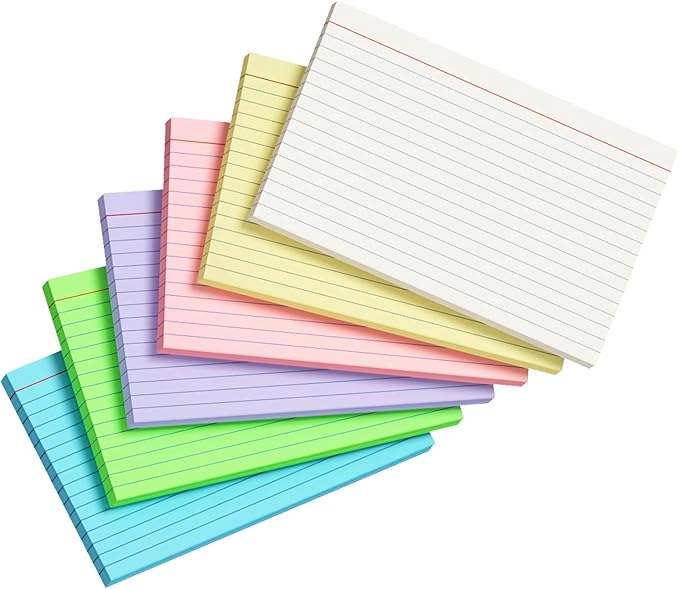 120 Count Index Cards 5x8 Colored Ruled 5 by 8 Index Flash Cards for Studying, Colored Lined Index Note Cards 5 x 8 Cards, Notecards 5x8 Lined Index Cards Ruled 5 x 8" Flashcards, 6 Assorted Colors