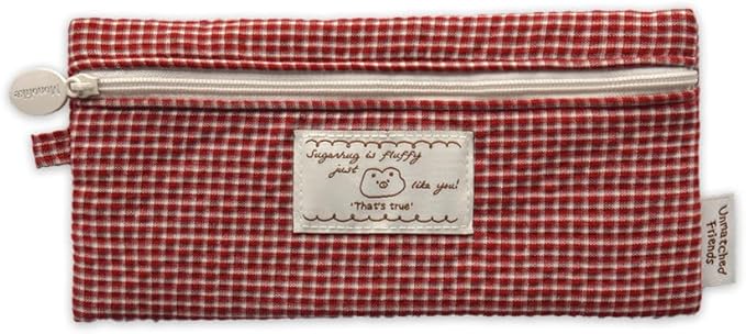 Monolike_Fabric/Cushion Pencil case (Unmatched Friends Fabric Check Pencil Case Series. 2, Vintage red)