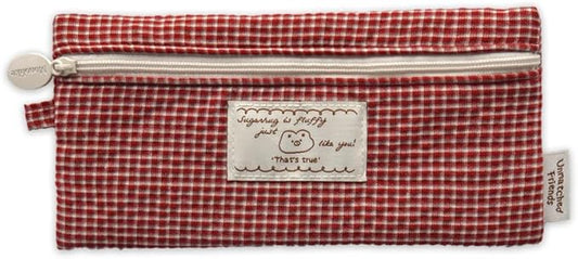 Monolike_Fabric/Cushion Pencil case (Unmatched Friends Fabric Check Pencil Case Series. 2, Vintage red)
