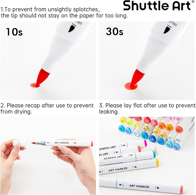 Shuttle Art Brush Tip Alcohol Markers, Dual Tip Brush & Chisel Tip Art Marker Set, 121 Colors Marker Pens with Organized Case Perfect for Illustration Kids Students Adults Coloring Sketching
