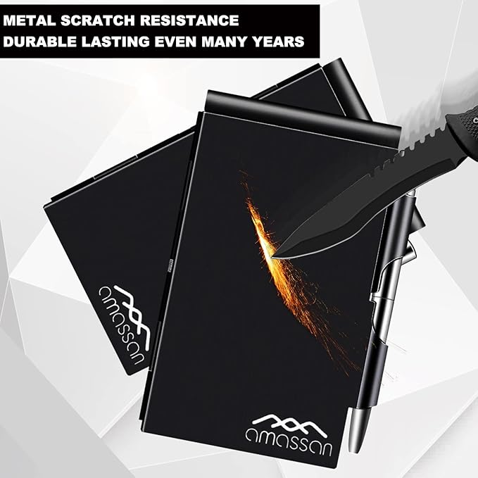Metal Small Notebook, Mini Notepad, Small Pocket Notepad Aluminum Note Case with Mini Metal Pen and 60-Page Sheets - Memo Books Note Pads, Solid Black