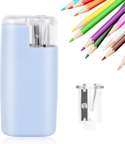 Portable Battery-Powered Electric Pencil Sharpener – Compact Design for Easy Use at Home, School, or Office – Ideal for Standard Pencils (Blue)