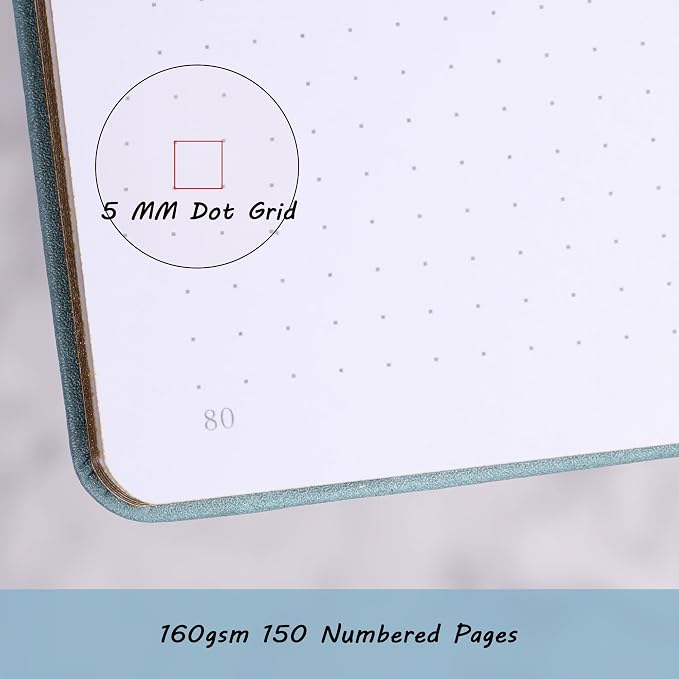TIEFOSSI B5 Dotted Journal, 160 GSM Dot Grid Notebook for Women Men