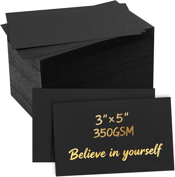Bercoor 500 Pieces Blank 3 x 5 Inch Index Cards, Heavy Note Cards Study Cards for Office, School Learning, Black