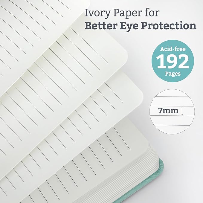 2Pack Lined Hardcover Journal Notebook, A5 192 Pages 100Gsm Thick Paper College Ruled for School,Note Taking,Work,Diary，5.7''*8.3'',Light Green