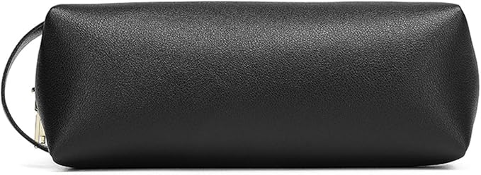 Pencil Case Soft School Pencil Pouch Bag for Easy Carry Stylish and Durable (Black,Faux leather)