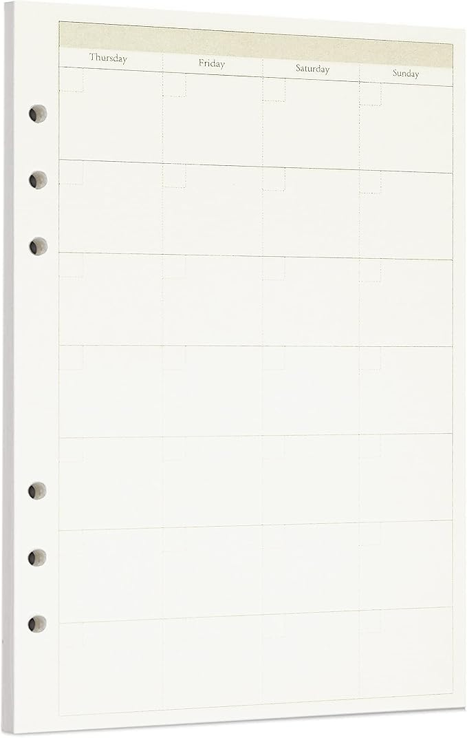 Zelten 1 Pack A5 45 Sheets/90 Pages Monthly Planner Loose Leaf Punched Paper Refills Paper for 6 Hole Binder Personal Organizer Diary Notebook Refillable Planner