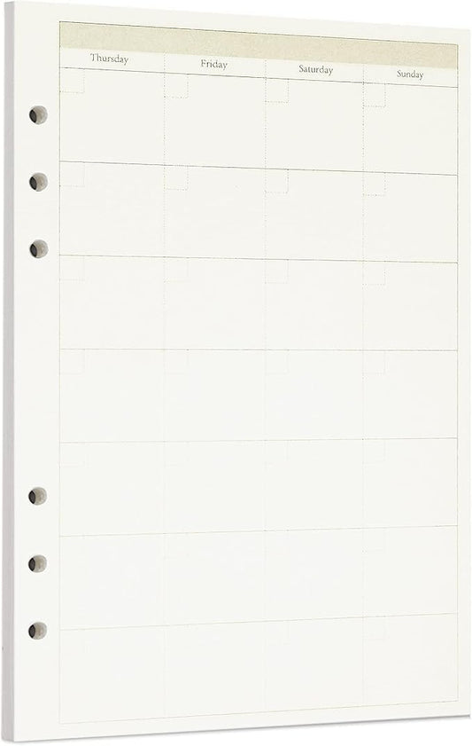 Zelten 1 Pack A5 45 Sheets/90 Pages Monthly Planner Loose Leaf Punched Paper Refills Paper for 6 Hole Binder Personal Organizer Diary Notebook Refillable Planner