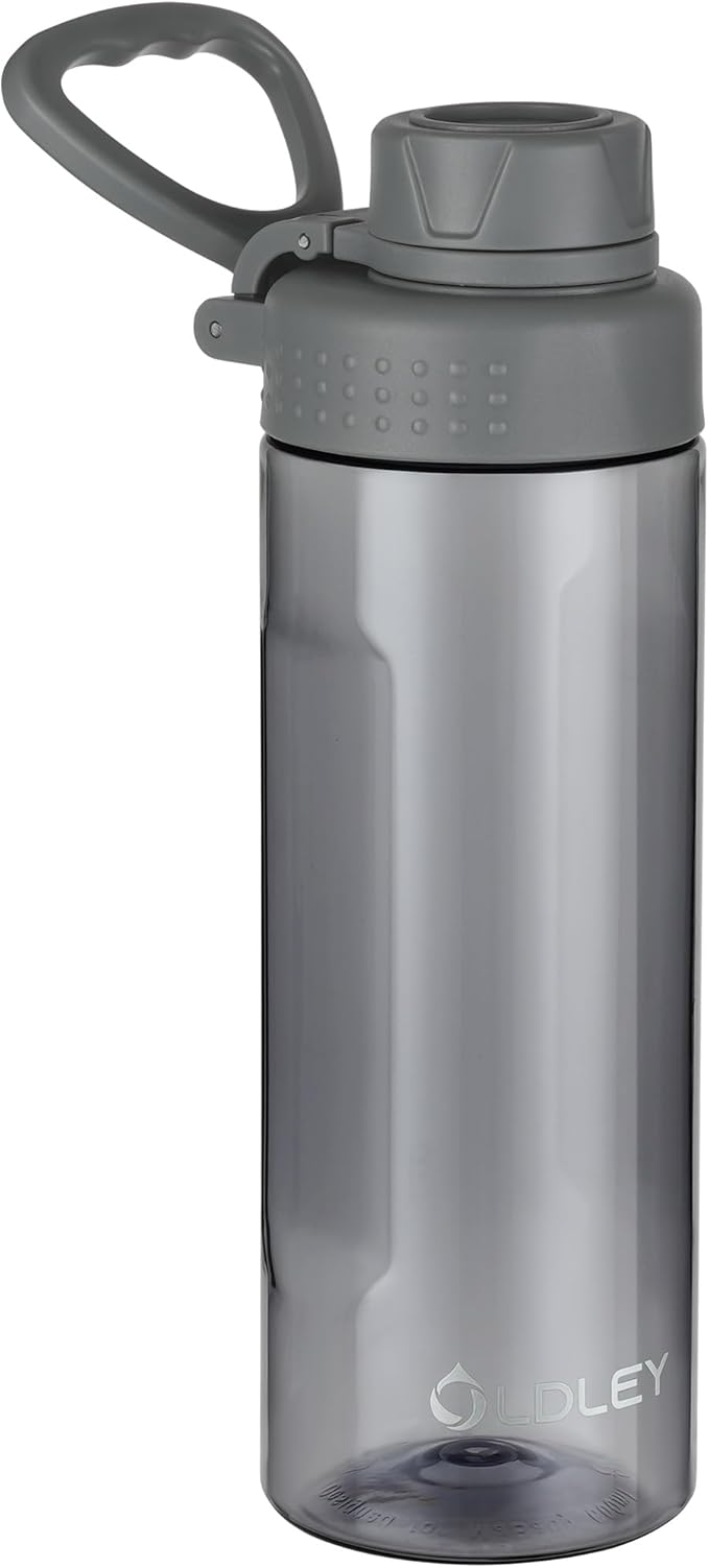 OLDLEY Water Bottles 20oz BPA Free Tritan Water Bottle with Carry Handle and Spout Lid, Leakproof Kids Water Bottle for Home,Travel, School, Outdoors, Gray
