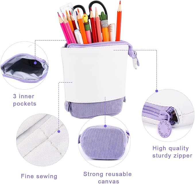 Oyachic Stand up Pencil Case Standing Pencil Holder Transformer Pencil Pouch Telescopic Pen Bag Cute Makeup Bag Cosmetic Organizer Bag Box for Women
