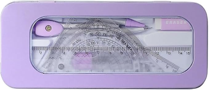 Drawing Compass Drafting Tools 7 Pieces Math Geometry Kit Set Student Supplies School Geometry Set Including Ruler, Protractor, Compass, Lead Lead, Window Box and etc Math