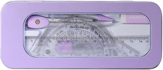 Drawing Compass Drafting Tools 7 Pieces Math Geometry Kit Set Student Supplies School Geometry Set Including Ruler, Protractor, Compass, Lead Lead, Window Box and etc Math