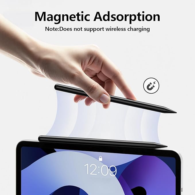 Stylus Pen for iPad 6th-11th Generation-2X Fast Charge Active Pencil Compatible with 2018-2026 Apple iPad Pro 11"/12.9"/M4, iPad Air 3/4/5/M2/M3/M4,iPad mini 5/6/7 Gen-Black